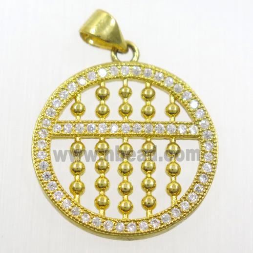 copper Susanpan pendant paved zircon, gold plated