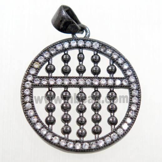 copper circle Susanpan pendant paved zircon, black plated