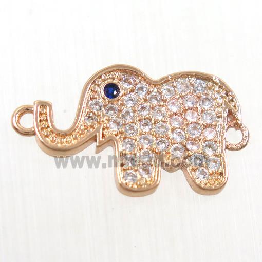 copper Elephant connector paved zircon, rose gold