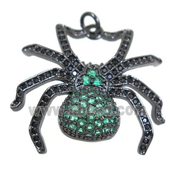 copper Spider pendant paved zircon, black plated