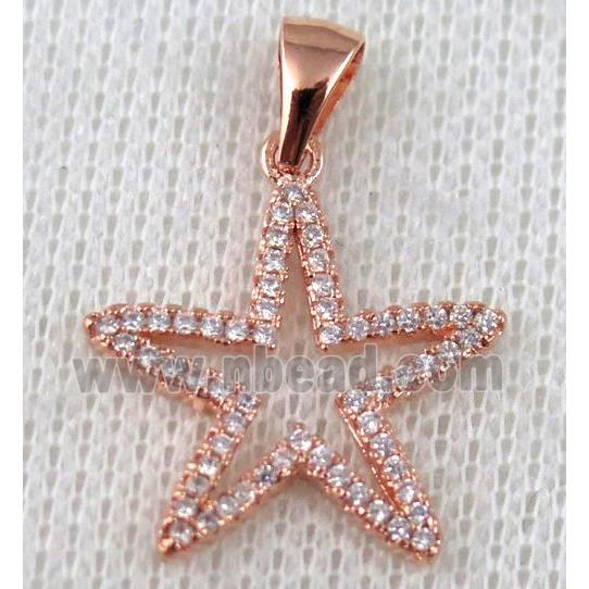 copper pendant pave zircon, rose gold plated