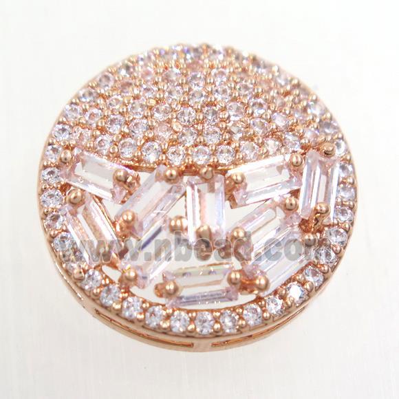 copper bead paved zircon, circle, rose gold
