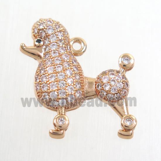 copper pendants paved zircon, dog, rose gold