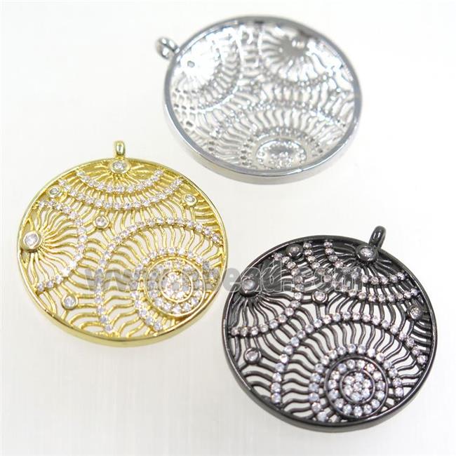 copper pendants paved zircon, circle, mix color