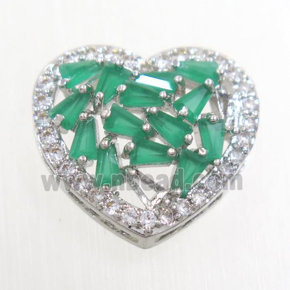 copper bead paved zircon, heart, platinum