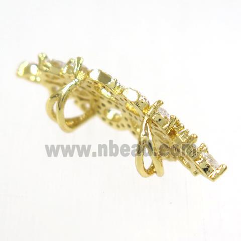 copper bead paved zircon, gold plated