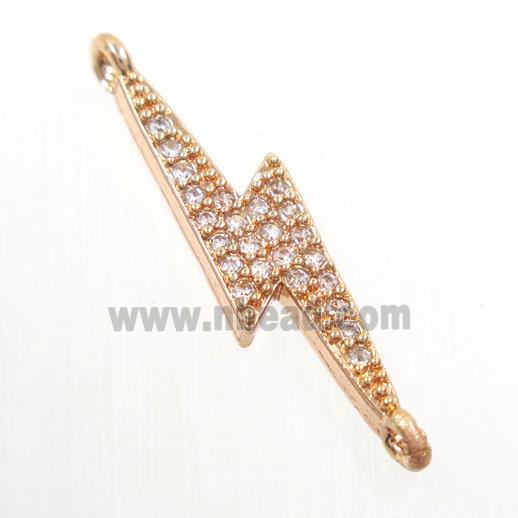 copper connector paved zircon, rose gold