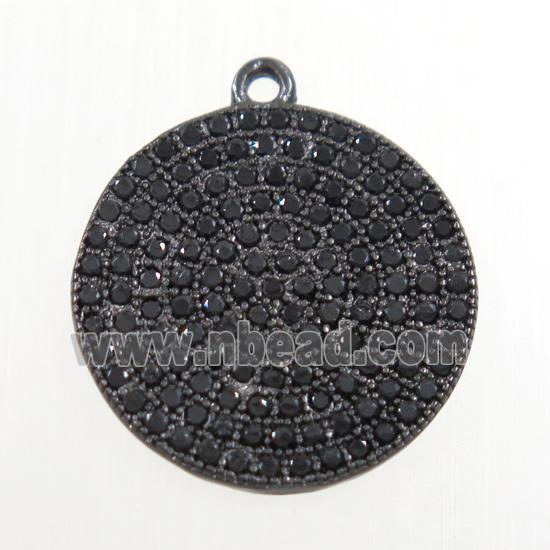copper pendants paved zircon, circle, black