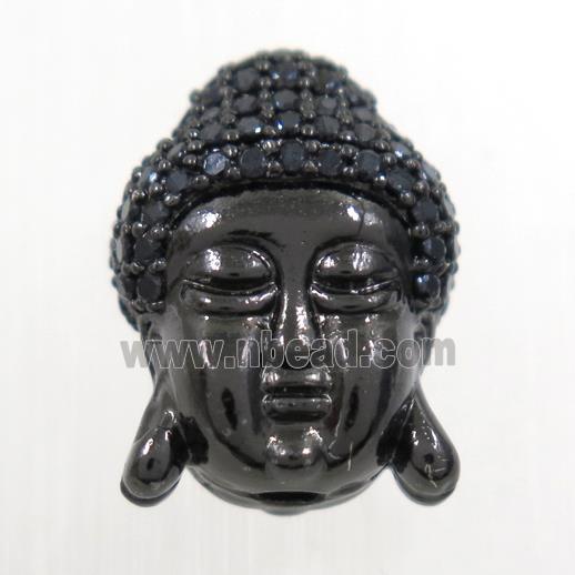 copper beads paved zircon, Buddha, black plated