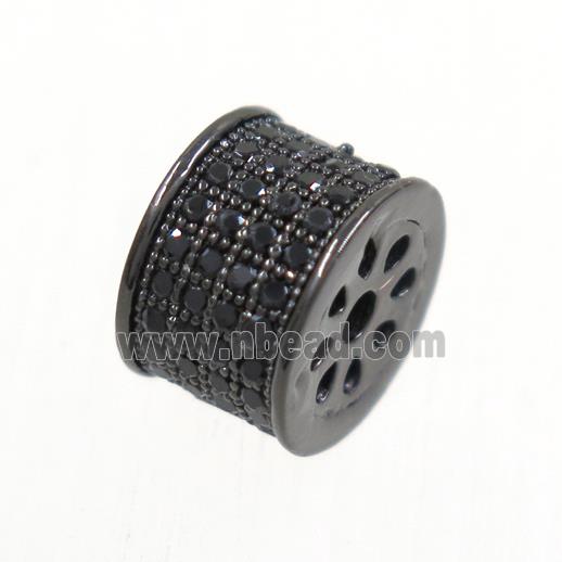 copper bead paved zircon, rondelle, black plated