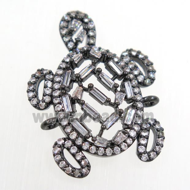 copper turtle connector paved zircon, black plated