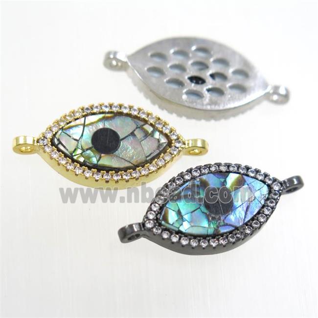 copper eye connector paved zircon with abalone shell, mixed