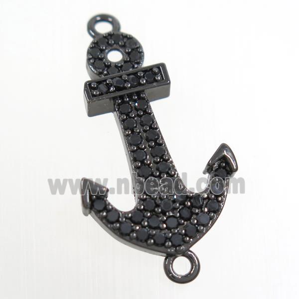 copper anchor connector paved zircon, black plated