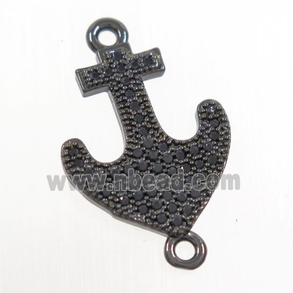 copper anchor connector paved zircon, black plated