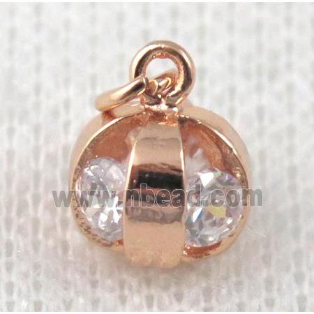 copper pendant pave zircon, rose gold plated