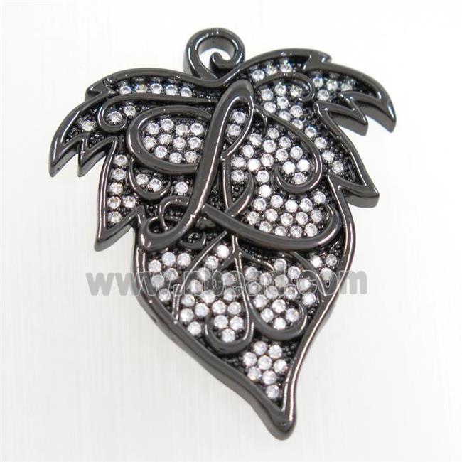 copper maple leaf pendants paved zircon, black plated