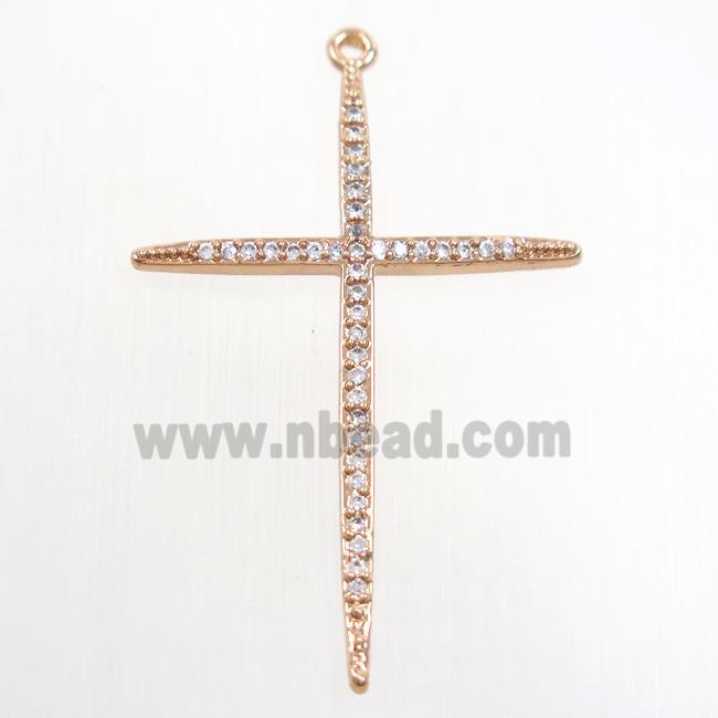 copper cross pendants paved zircon, rose gold