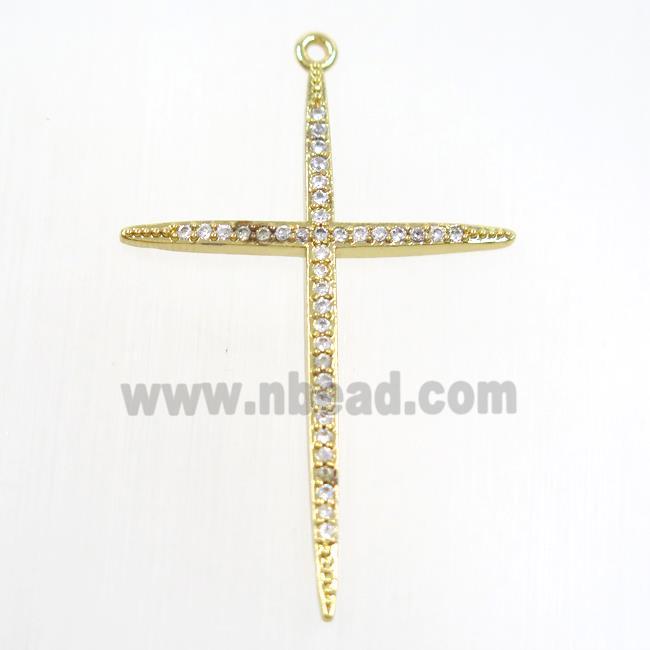 copper cross pendants paved zircon, gold plated