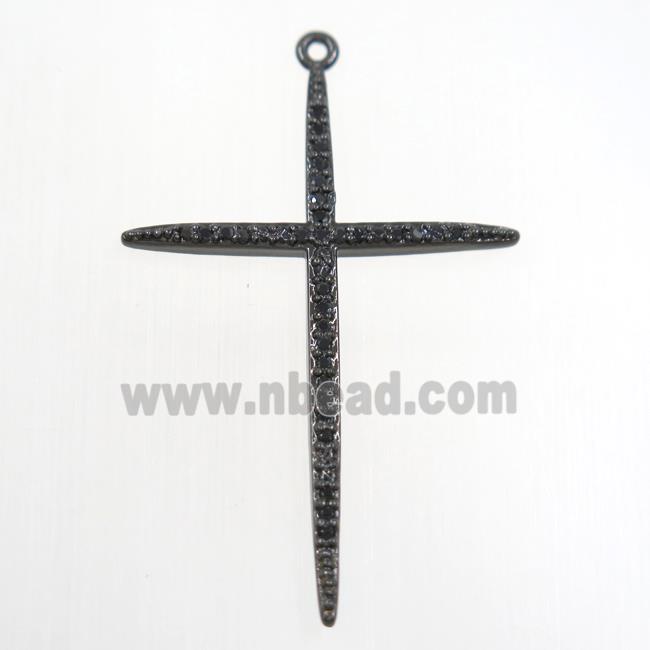copper cross pendants paved zircon, black plated