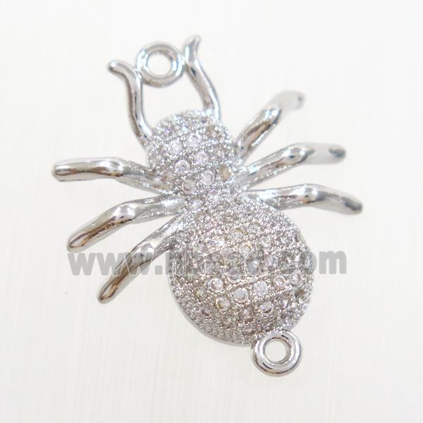 copper ant connector paved zircon, platinum plated