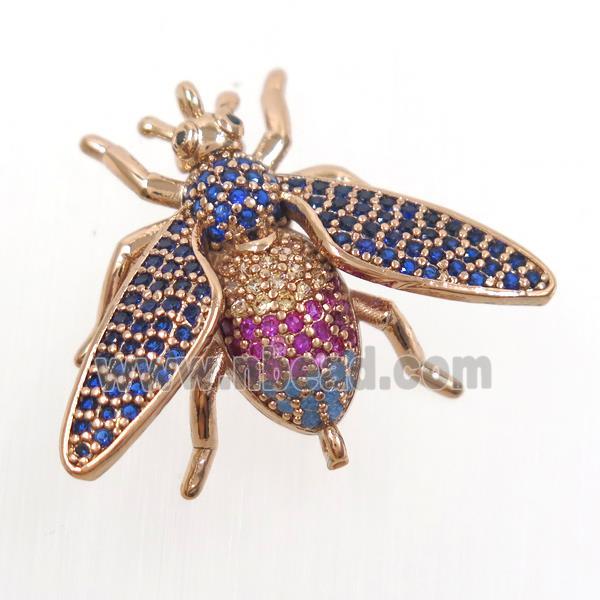 copper honeybee connector paved zircon, rose gold