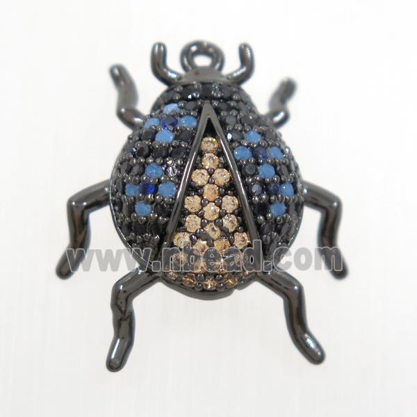 copper beetle pendant paved zircon, plack plated