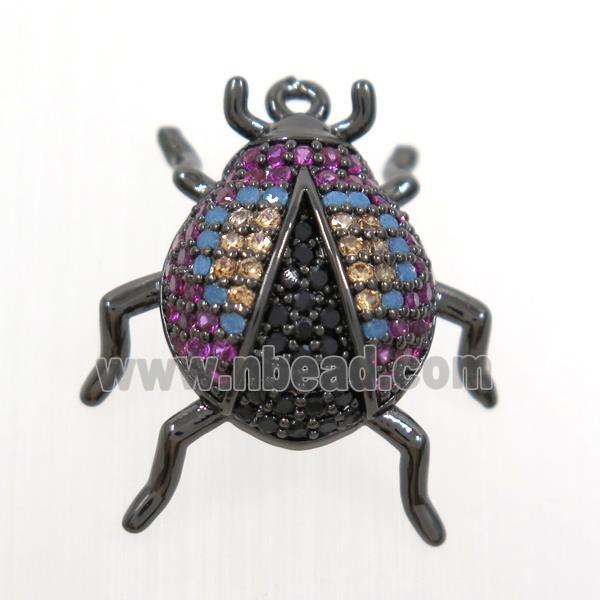 copper beetle pendant paved zircon, black plated