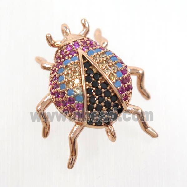copper beetle connector paved zircon, rose gold