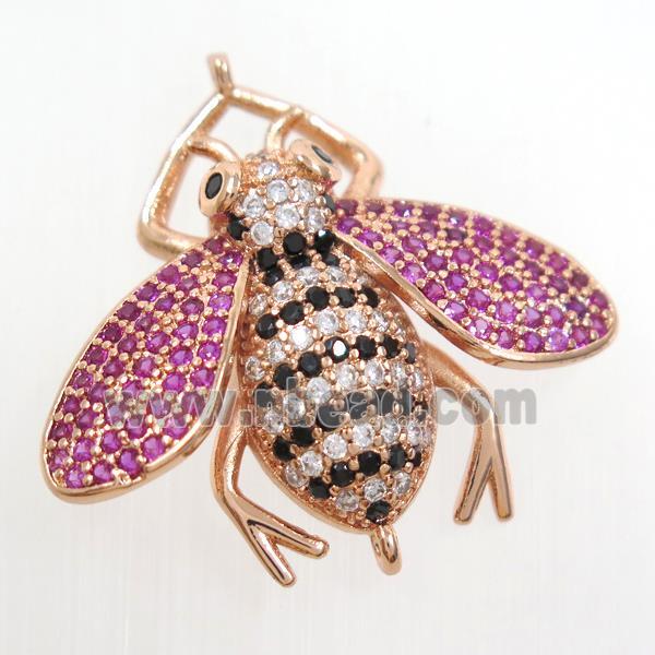 copper honeybee connector paved zircon, rose gold