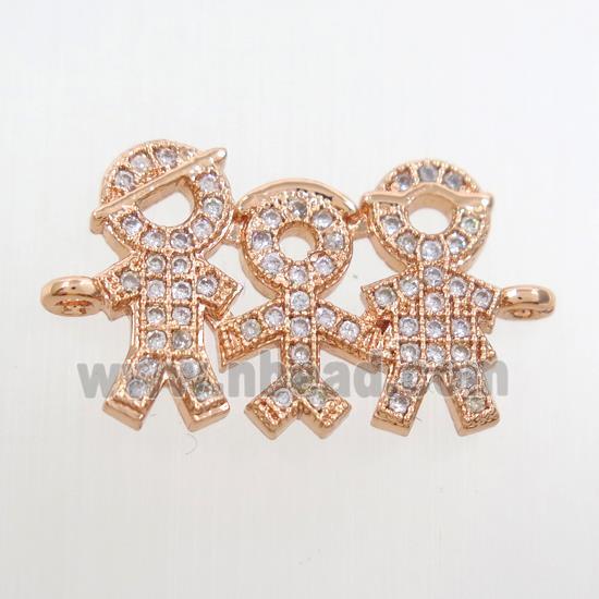 copper Family connector paved zircon, rose gold