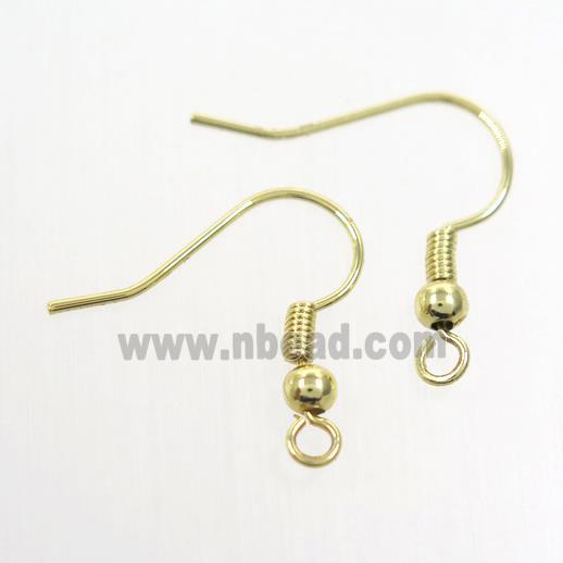 copper earring hook, color keeping, gold plated