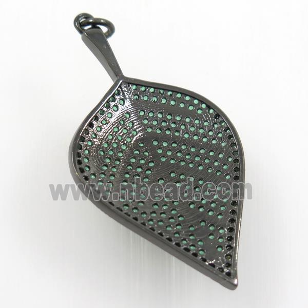 copper leaf pendant paved zircon, mix color, black backing