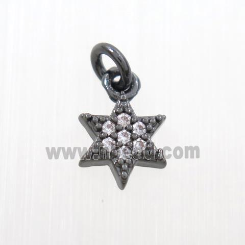 copper star pendants paved zircon, black plated