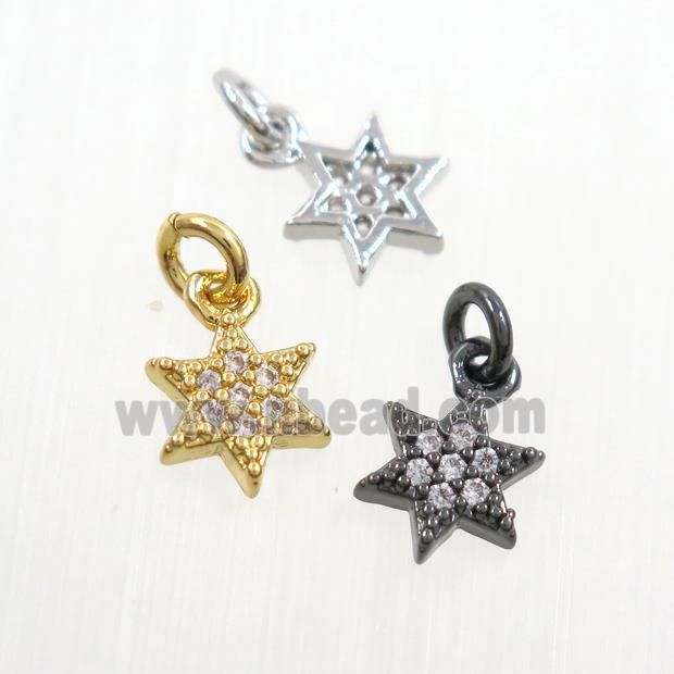 copper star pendants paved zircon, mix color