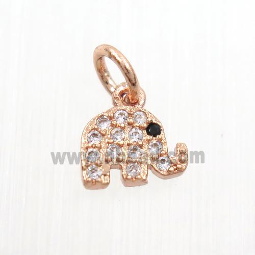 copper elephant pendants paved zircon, rose gold