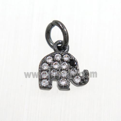 copper elephant pendants paved zircon, black plated
