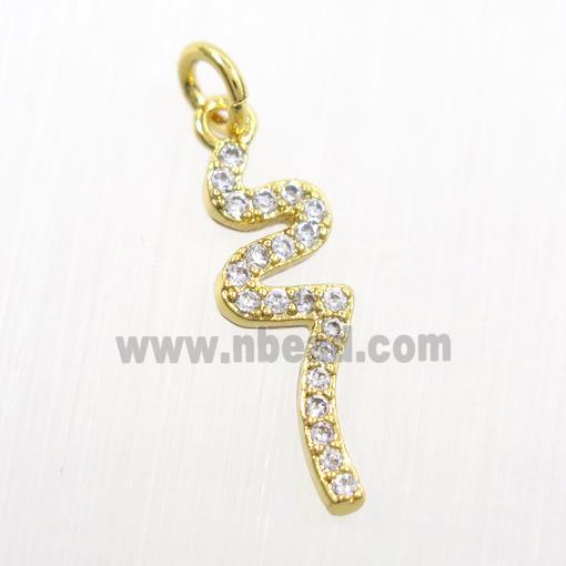 copper snake pendants paved zircon, gold plated