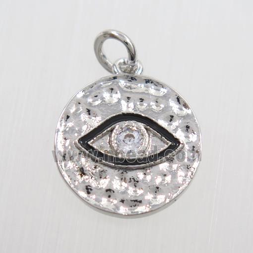 copper eye pendants paved zircon, platinum plated