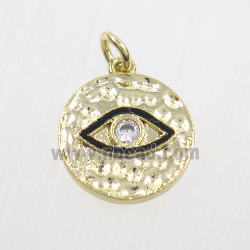 copper eye pendants paved zircon, gold plated