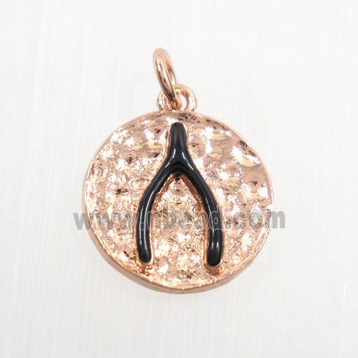 copper Wishbone pendants, rose gold