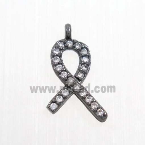 copper cancer ribbon pendants paved zircon, black plated