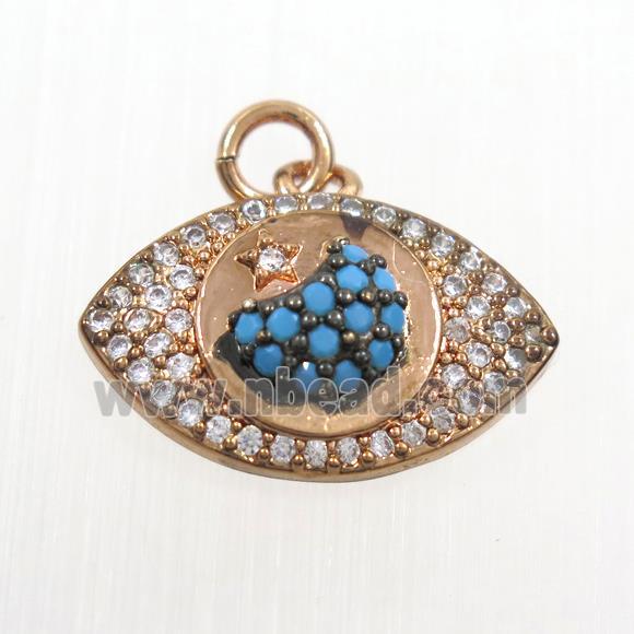 copper eye pendants paved zircon, rose gold