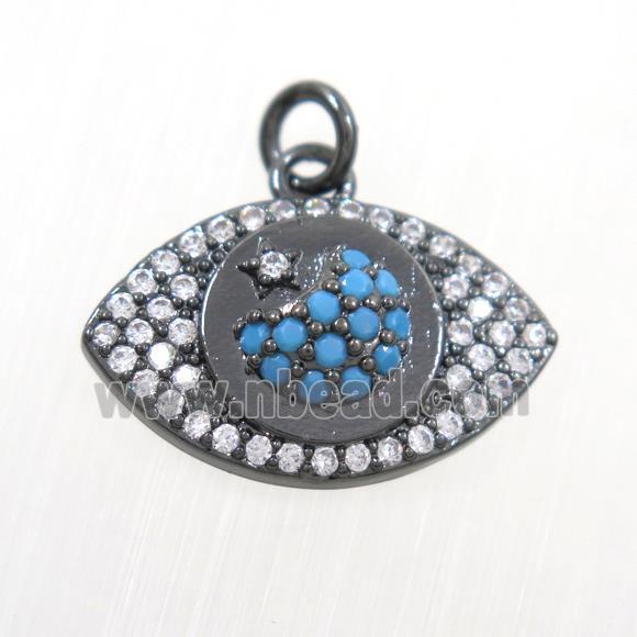 copper eye pendants paved zircon, black plated