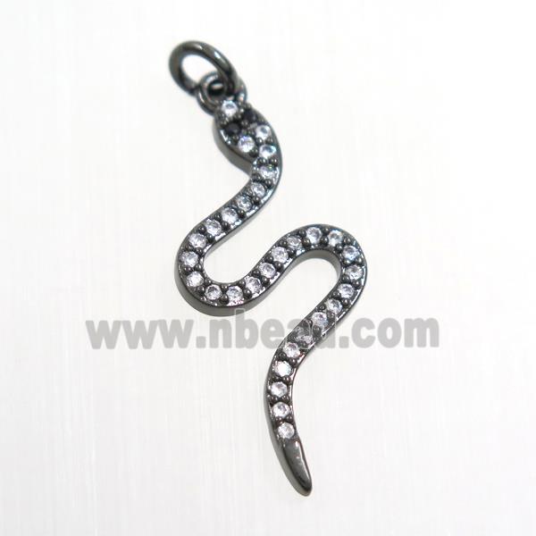 copper snake pendants paved zircon, black plated