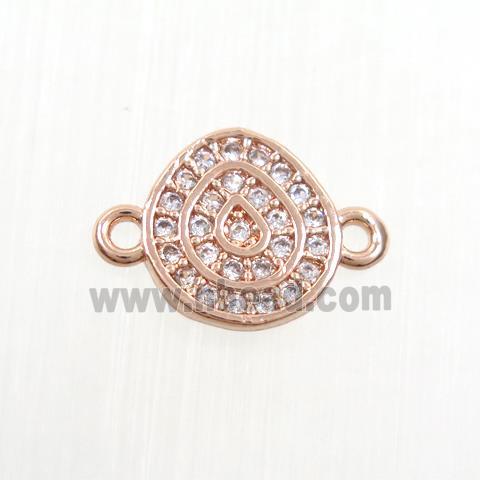 copper connector paved zircon, fire, rose gold