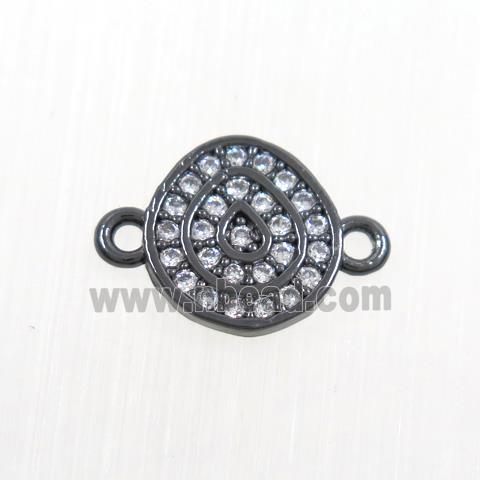 copper connector paved zircon, fire, black plated