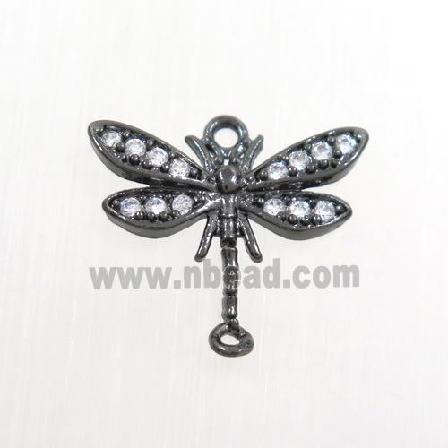 copper dragonfly connector paved zircon, black plated