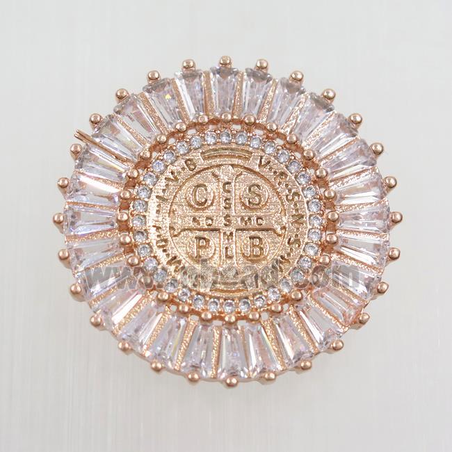 copper lection pendants paved zircon, rose gold