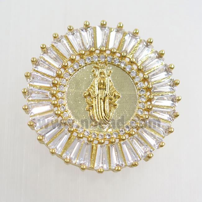copper jesus pendants paved zircon, gold plated