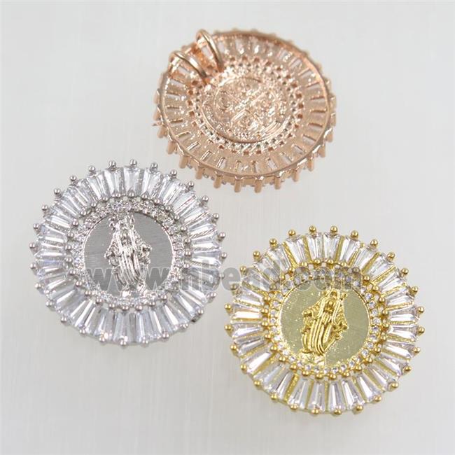 copper jesus pendants paved zircon, mix color